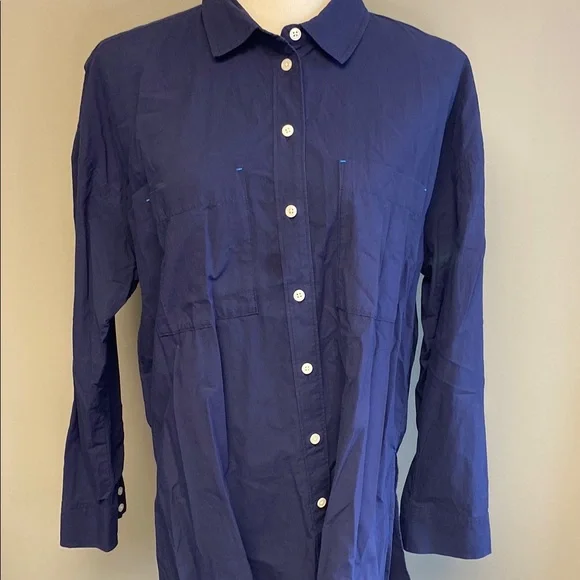 Madewell Blue Button Down Shirt with Classic Collar - Picture 4 of 5